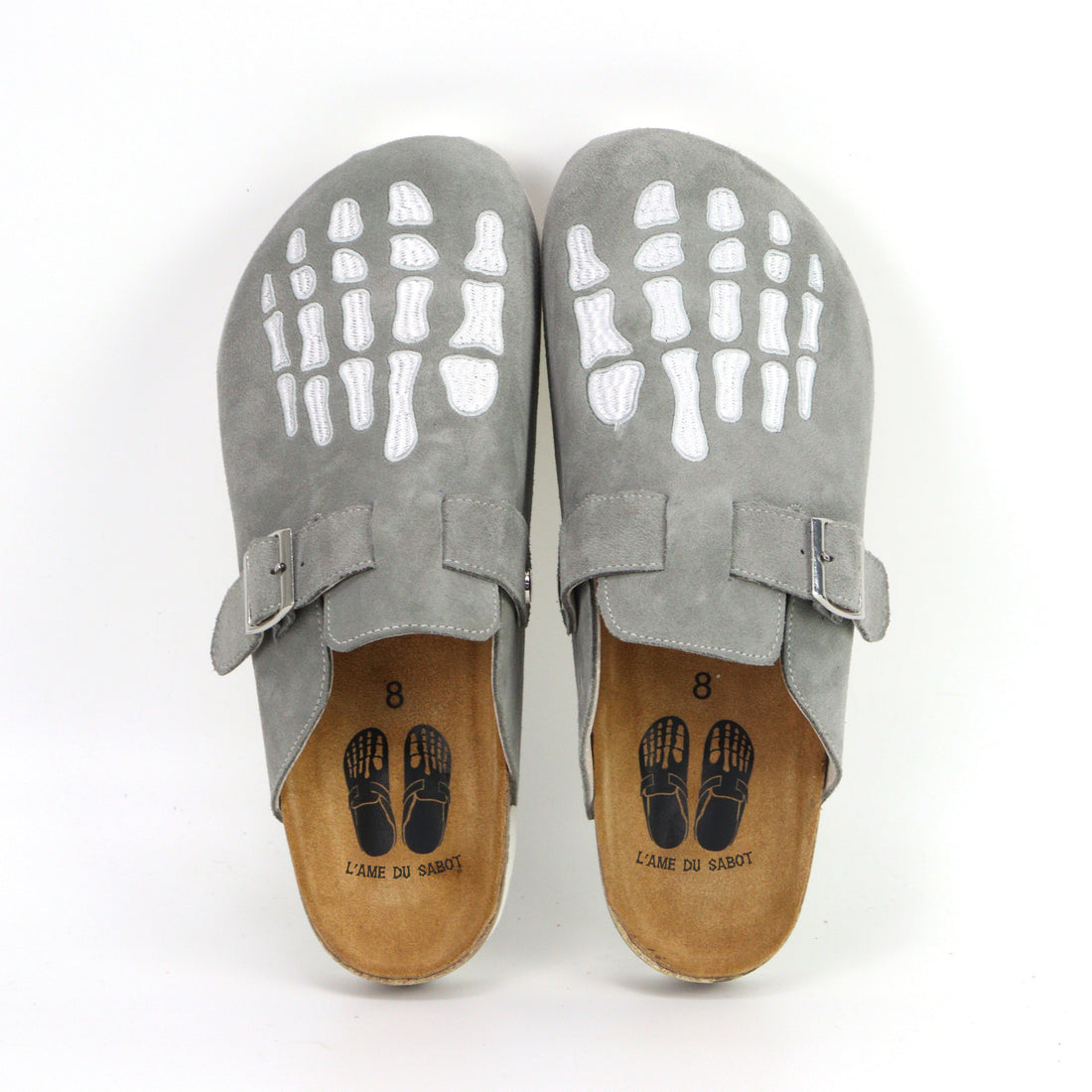 Mules Squelettes gris/blancs